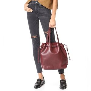 Madewell NWOT Leather Medium Transport Burgundy/Vintage Redwood Tote Drawstring